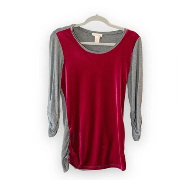 Sundance Velvet Ruched Sleeve T-shirt Top Small Luxe Raglan Sleeve Fall Vibes S - Picture 1 of 8